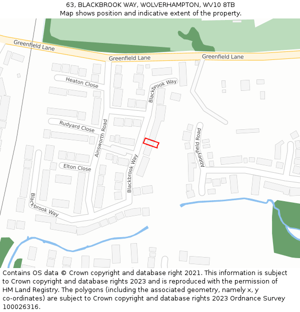 63, BLACKBROOK WAY, WOLVERHAMPTON, WV10 8TB: Location map and indicative extent of plot