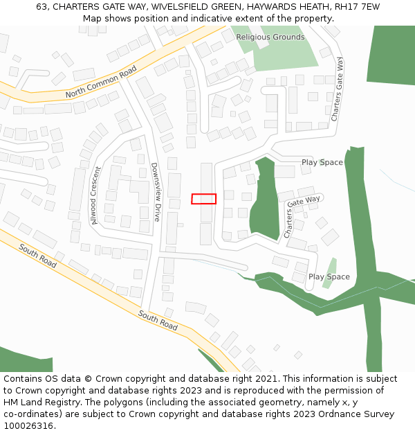 63, CHARTERS GATE WAY, WIVELSFIELD GREEN, HAYWARDS HEATH, RH17 7EW: Location map and indicative extent of plot