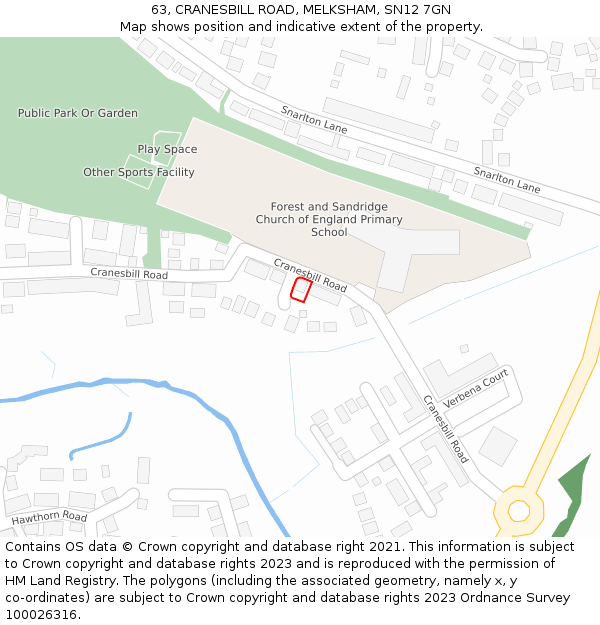 63, CRANESBILL ROAD, MELKSHAM, SN12 7GN: Location map and indicative extent of plot