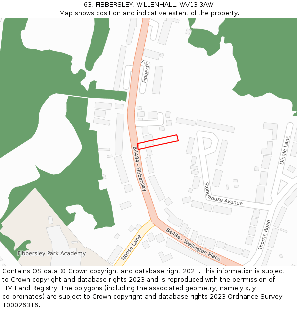 63, FIBBERSLEY, WILLENHALL, WV13 3AW: Location map and indicative extent of plot