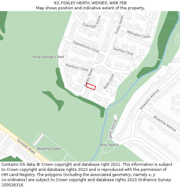 63, FOXLEY HEATH, WIDNES, WA8 7EB: Location map and indicative extent of plot