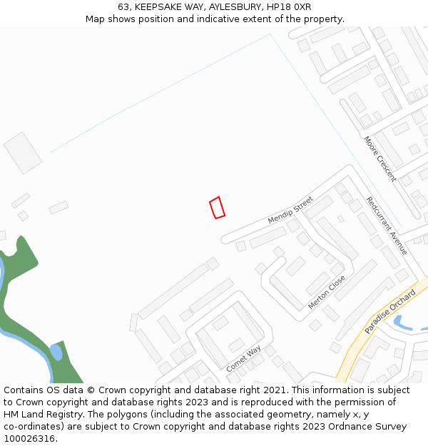 63, KEEPSAKE WAY, AYLESBURY, HP18 0XR: Location map and indicative extent of plot