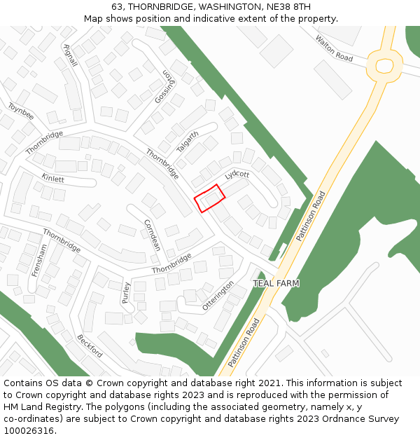 63, THORNBRIDGE, WASHINGTON, NE38 8TH: Location map and indicative extent of plot