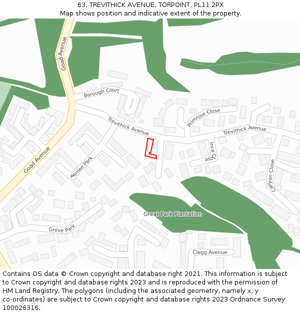 63, TREVITHICK AVENUE, TORPOINT, PL11 2PX: Location map and indicative extent of plot
