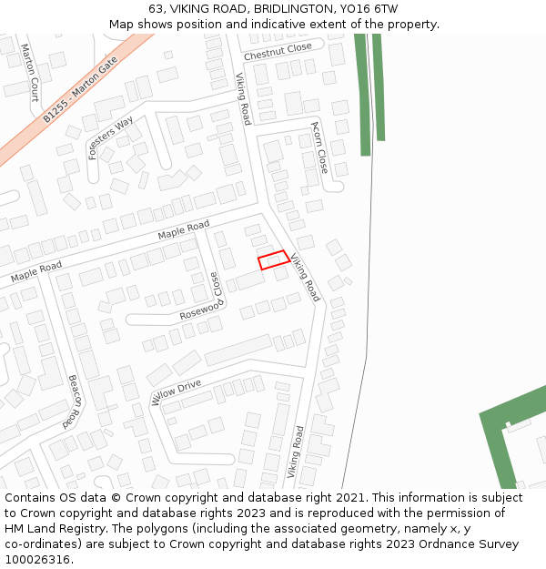 63, VIKING ROAD, BRIDLINGTON, YO16 6TW: Location map and indicative extent of plot
