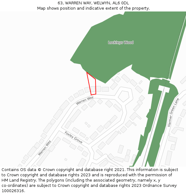 63, WARREN WAY, WELWYN, AL6 0DL: Location map and indicative extent of plot