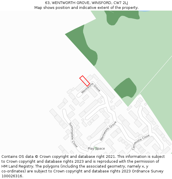 63, WENTWORTH GROVE, WINSFORD, CW7 2LJ: Location map and indicative extent of plot