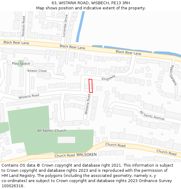 63, WISTARIA ROAD, WISBECH, PE13 3RH: Location map and indicative extent of plot