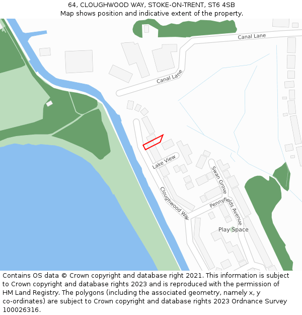 64, CLOUGHWOOD WAY, STOKE-ON-TRENT, ST6 4SB: Location map and indicative extent of plot