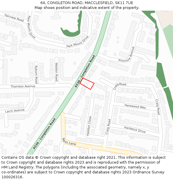 64, CONGLETON ROAD, MACCLESFIELD, SK11 7UE: Location map and indicative extent of plot