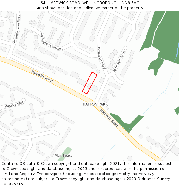 64, HARDWICK ROAD, WELLINGBOROUGH, NN8 5AG: Location map and indicative extent of plot