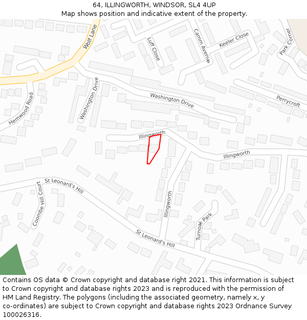 64, ILLINGWORTH, WINDSOR, SL4 4UP: Location map and indicative extent of plot