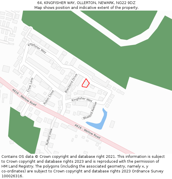 64, KINGFISHER WAY, OLLERTON, NEWARK, NG22 9DZ: Location map and indicative extent of plot