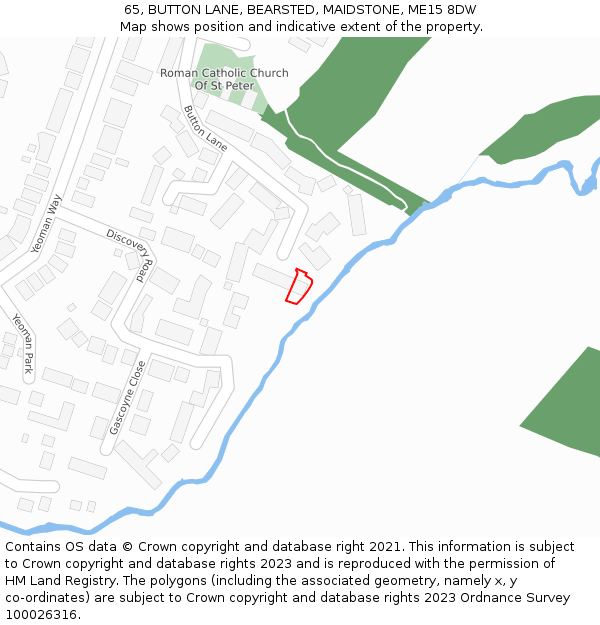 65, BUTTON LANE, BEARSTED, MAIDSTONE, ME15 8DW: Location map and indicative extent of plot