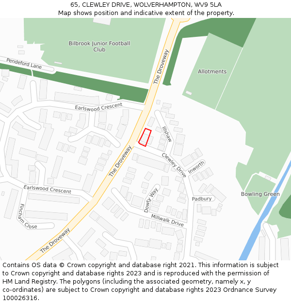 65, CLEWLEY DRIVE, WOLVERHAMPTON, WV9 5LA: Location map and indicative extent of plot