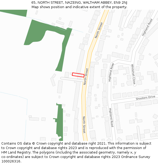 65, NORTH STREET, NAZEING, WALTHAM ABBEY, EN9 2NJ: Location map and indicative extent of plot