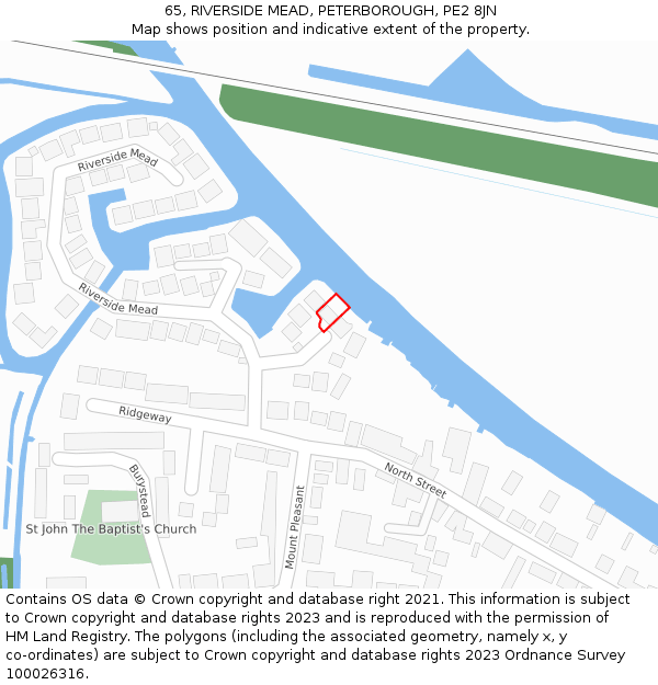 65, RIVERSIDE MEAD, PETERBOROUGH, PE2 8JN: Location map and indicative extent of plot