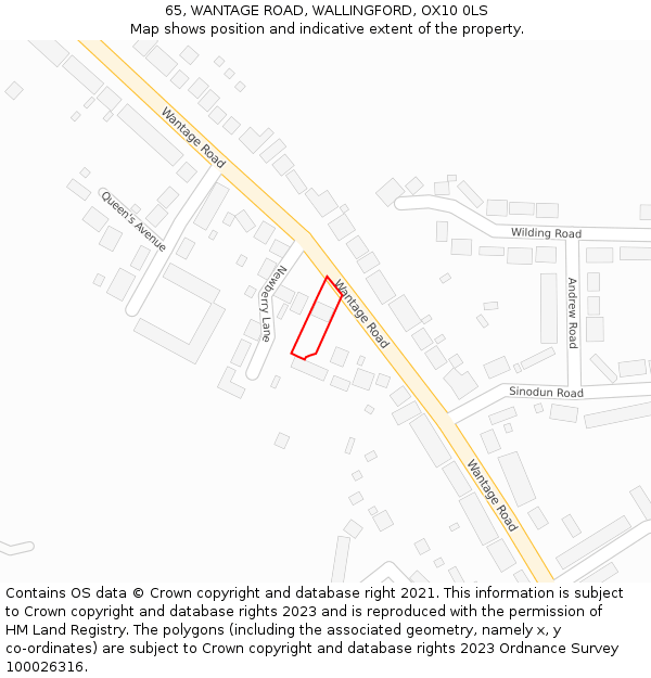 65, WANTAGE ROAD, WALLINGFORD, OX10 0LS: Location map and indicative extent of plot