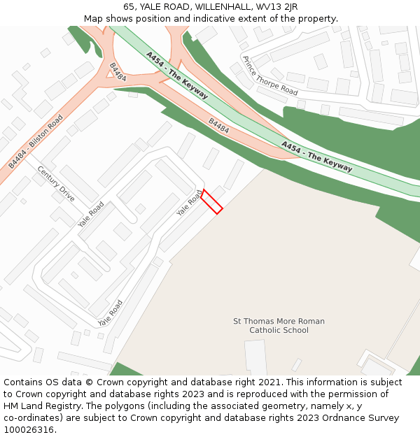 65, YALE ROAD, WILLENHALL, WV13 2JR: Location map and indicative extent of plot