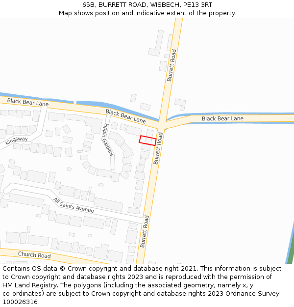 65B, BURRETT ROAD, WISBECH, PE13 3RT: Location map and indicative extent of plot