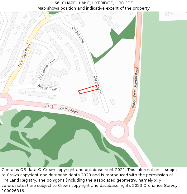 66, CHAPEL LANE, UXBRIDGE, UB8 3DS: Location map and indicative extent of plot