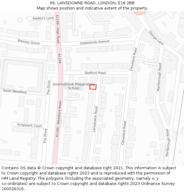 66, LANSDOWNE ROAD, LONDON, E18 2BB: Location map and indicative extent of plot