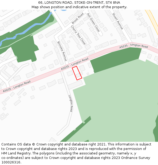 66, LONGTON ROAD, STOKE-ON-TRENT, ST4 8NA: Location map and indicative extent of plot