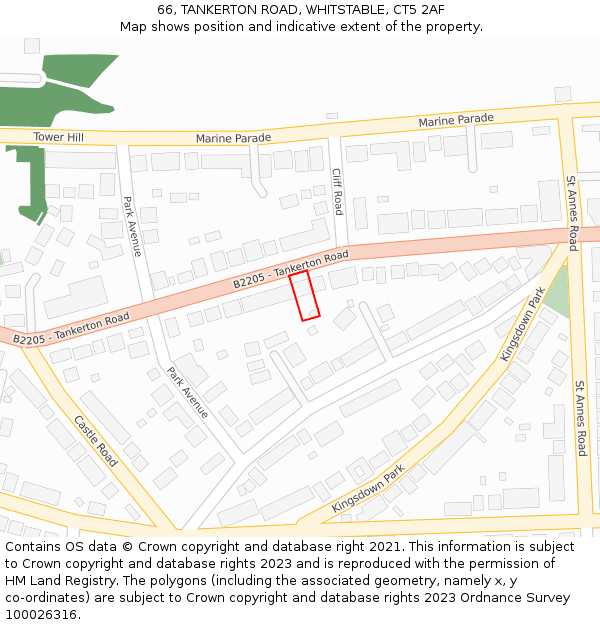 66, TANKERTON ROAD, WHITSTABLE, CT5 2AF: Location map and indicative extent of plot