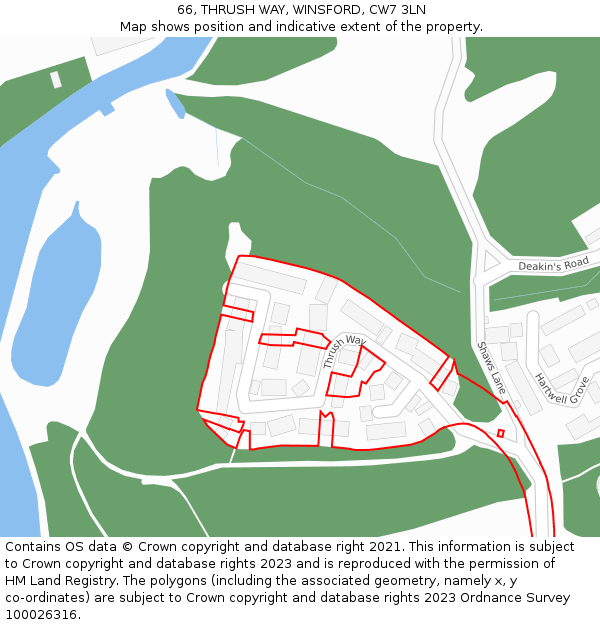 66, THRUSH WAY, WINSFORD, CW7 3LN: Location map and indicative extent of plot