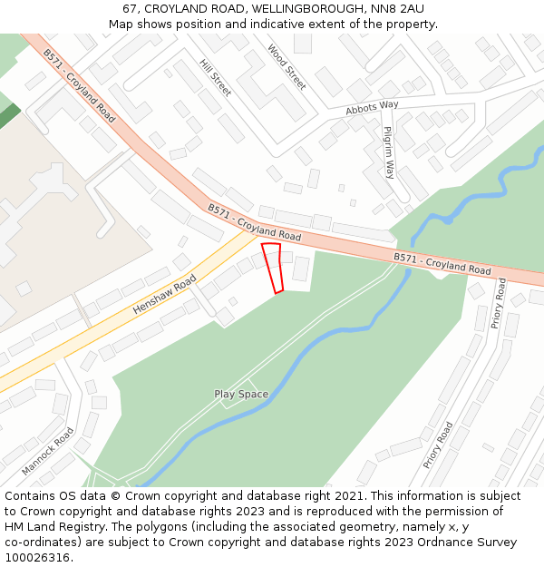 67, CROYLAND ROAD, WELLINGBOROUGH, NN8 2AU: Location map and indicative extent of plot