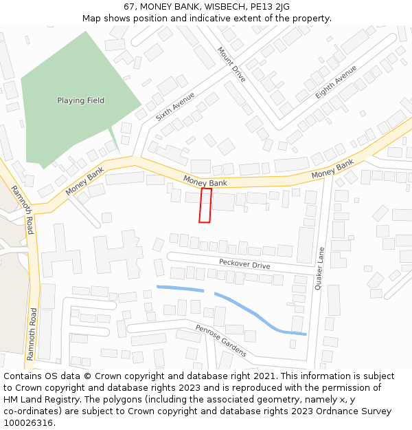 67, MONEY BANK, WISBECH, PE13 2JG: Location map and indicative extent of plot