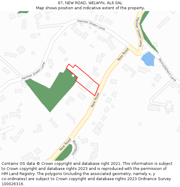 67, NEW ROAD, WELWYN, AL6 0AL: Location map and indicative extent of plot