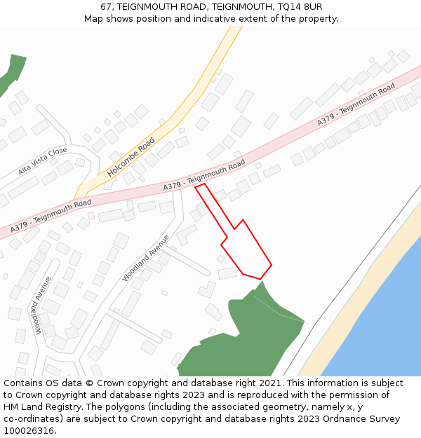 67, TEIGNMOUTH ROAD, TEIGNMOUTH, TQ14 8UR: Location map and indicative extent of plot