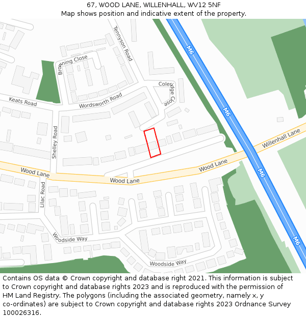 67, WOOD LANE, WILLENHALL, WV12 5NF: Location map and indicative extent of plot