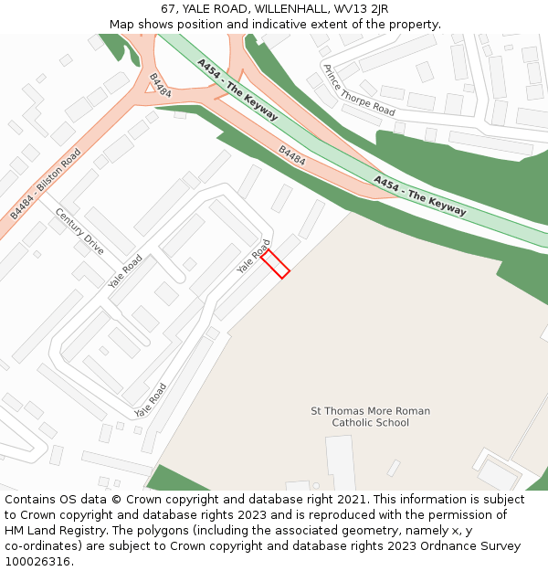 67, YALE ROAD, WILLENHALL, WV13 2JR: Location map and indicative extent of plot