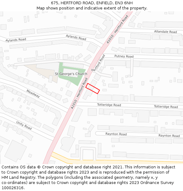 675, HERTFORD ROAD, ENFIELD, EN3 6NH: Location map and indicative extent of plot