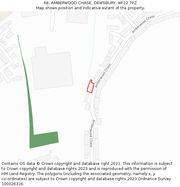 68, AMBERWOOD CHASE, DEWSBURY, WF12 7PZ: Location map and indicative extent of plot