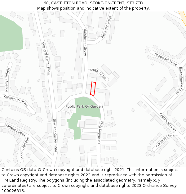 68, CASTLETON ROAD, STOKE-ON-TRENT, ST3 7TD: Location map and indicative extent of plot