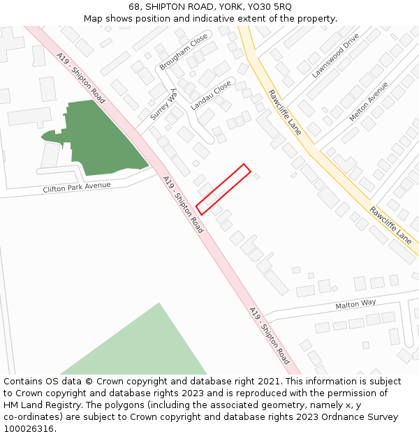 68, SHIPTON ROAD, YORK, YO30 5RQ: Location map and indicative extent of plot