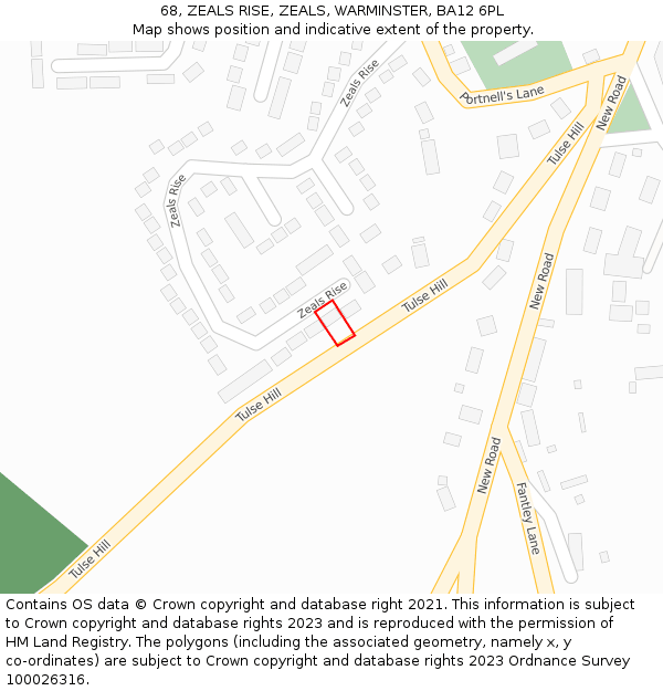 68, ZEALS RISE, ZEALS, WARMINSTER, BA12 6PL: Location map and indicative extent of plot