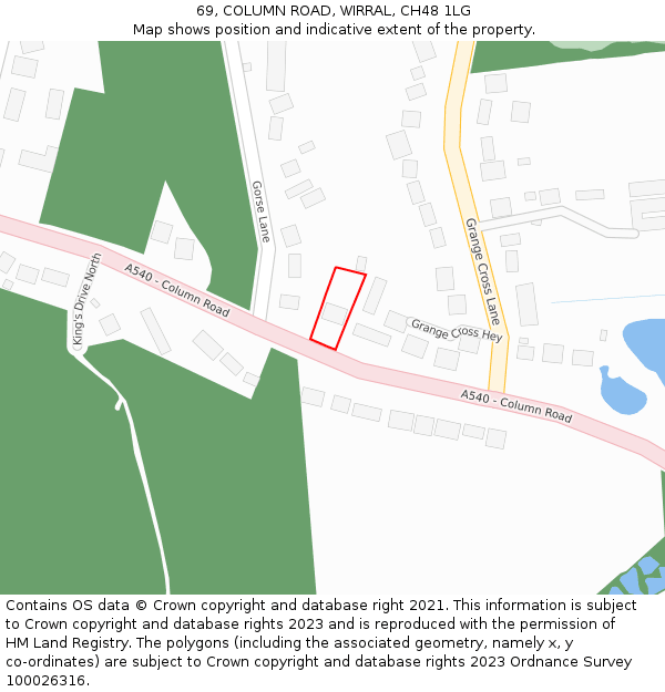 69, COLUMN ROAD, WIRRAL, CH48 1LG: Location map and indicative extent of plot