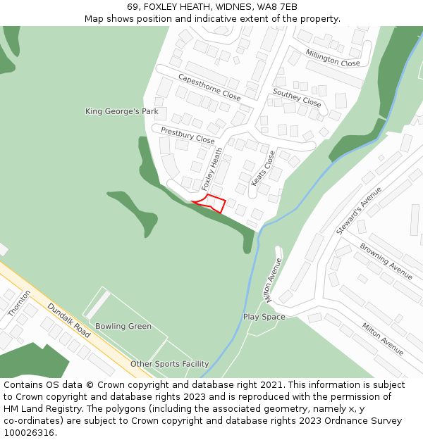 69, FOXLEY HEATH, WIDNES, WA8 7EB: Location map and indicative extent of plot