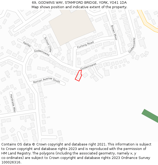 69, GODWINS WAY, STAMFORD BRIDGE, YORK, YO41 1DA: Location map and indicative extent of plot