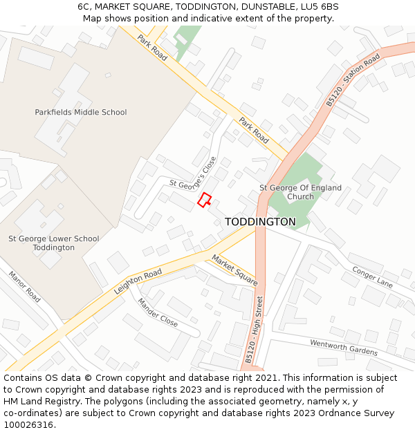 6C, MARKET SQUARE, TODDINGTON, DUNSTABLE, LU5 6BS: Location map and indicative extent of plot