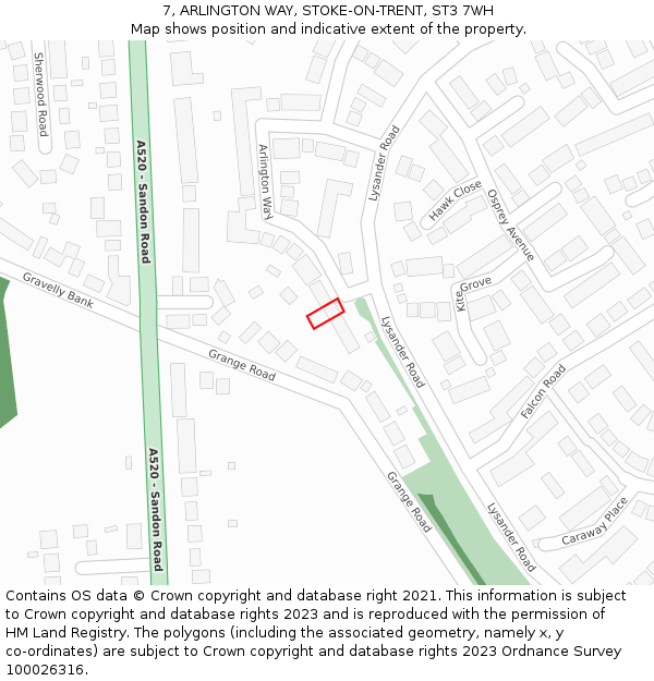7, ARLINGTON WAY, STOKE-ON-TRENT, ST3 7WH: Location map and indicative extent of plot
