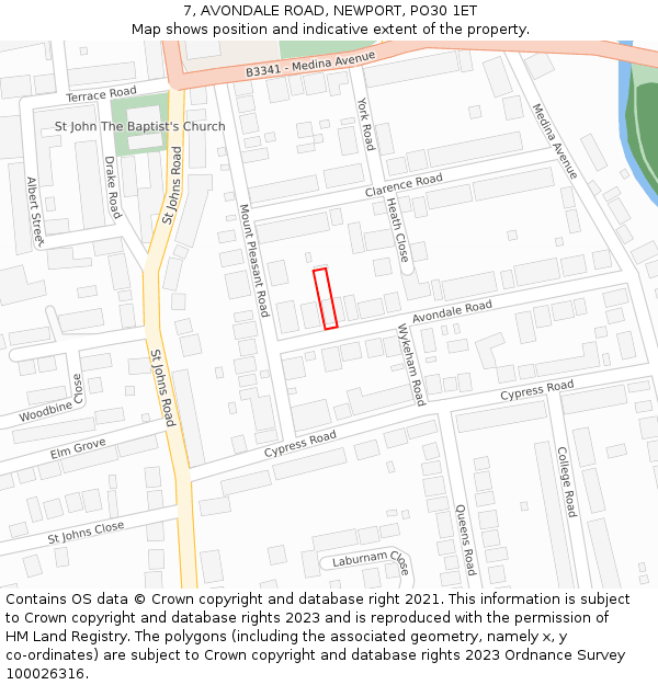 7, AVONDALE ROAD, NEWPORT, PO30 1ET: Location map and indicative extent of plot