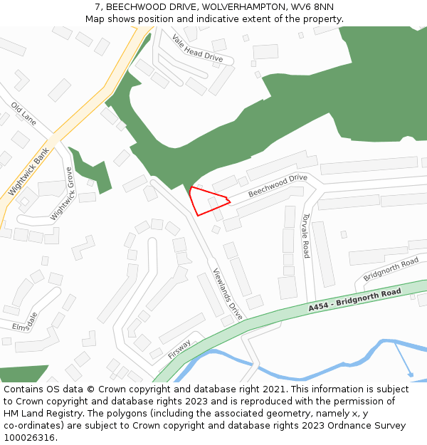 7, BEECHWOOD DRIVE, WOLVERHAMPTON, WV6 8NN: Location map and indicative extent of plot