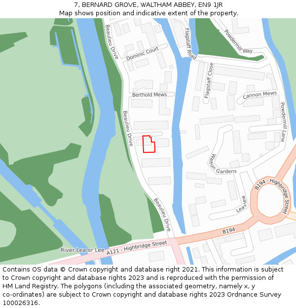 7, BERNARD GROVE, WALTHAM ABBEY, EN9 1JR: Location map and indicative extent of plot