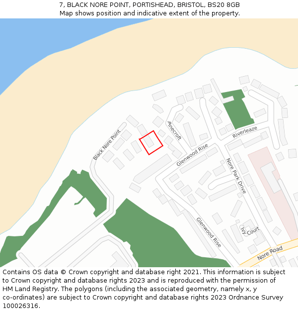 7, BLACK NORE POINT, PORTISHEAD, BRISTOL, BS20 8GB: Location map and indicative extent of plot