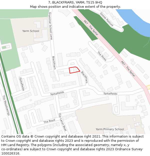 7, BLACKFRIARS, YARM, TS15 9HQ: Location map and indicative extent of plot